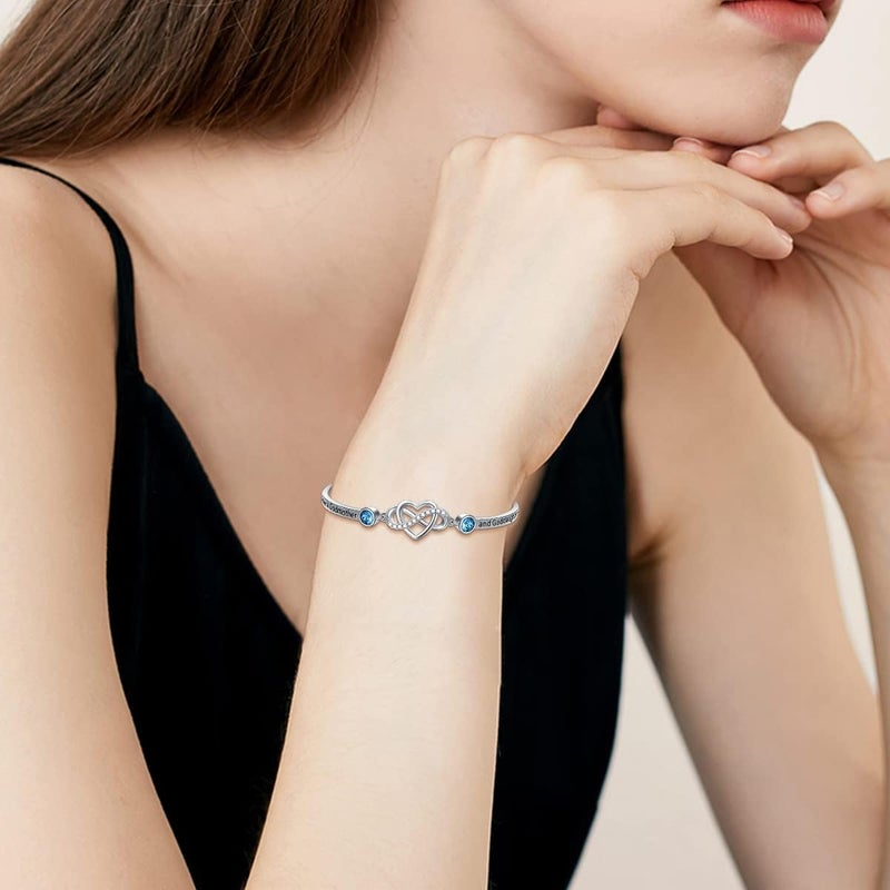 AOBOCO 925 Sterling Silver Adjustable Infinity Heart Bangle Bracelet for Sister Best Friend Daughter Mom Grandma Granddaughter Daughter in Law Godmother Goddaughter Stepmom Stepdaughter - Image 5